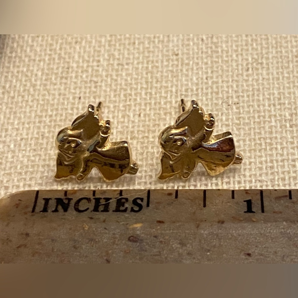 Retired James Avery 14k solid yellow gold Angel earrings - Picture 5 of 5